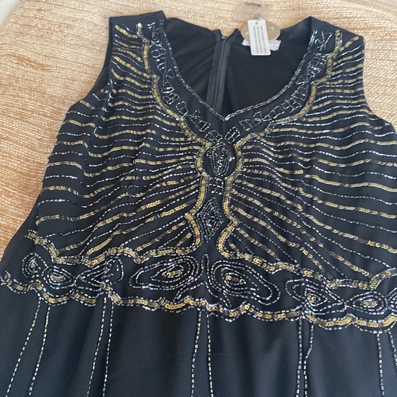 Apricot Black flapper style dress, sz UK 12 (41) or Europe sz medium. - Picture 2 of 8